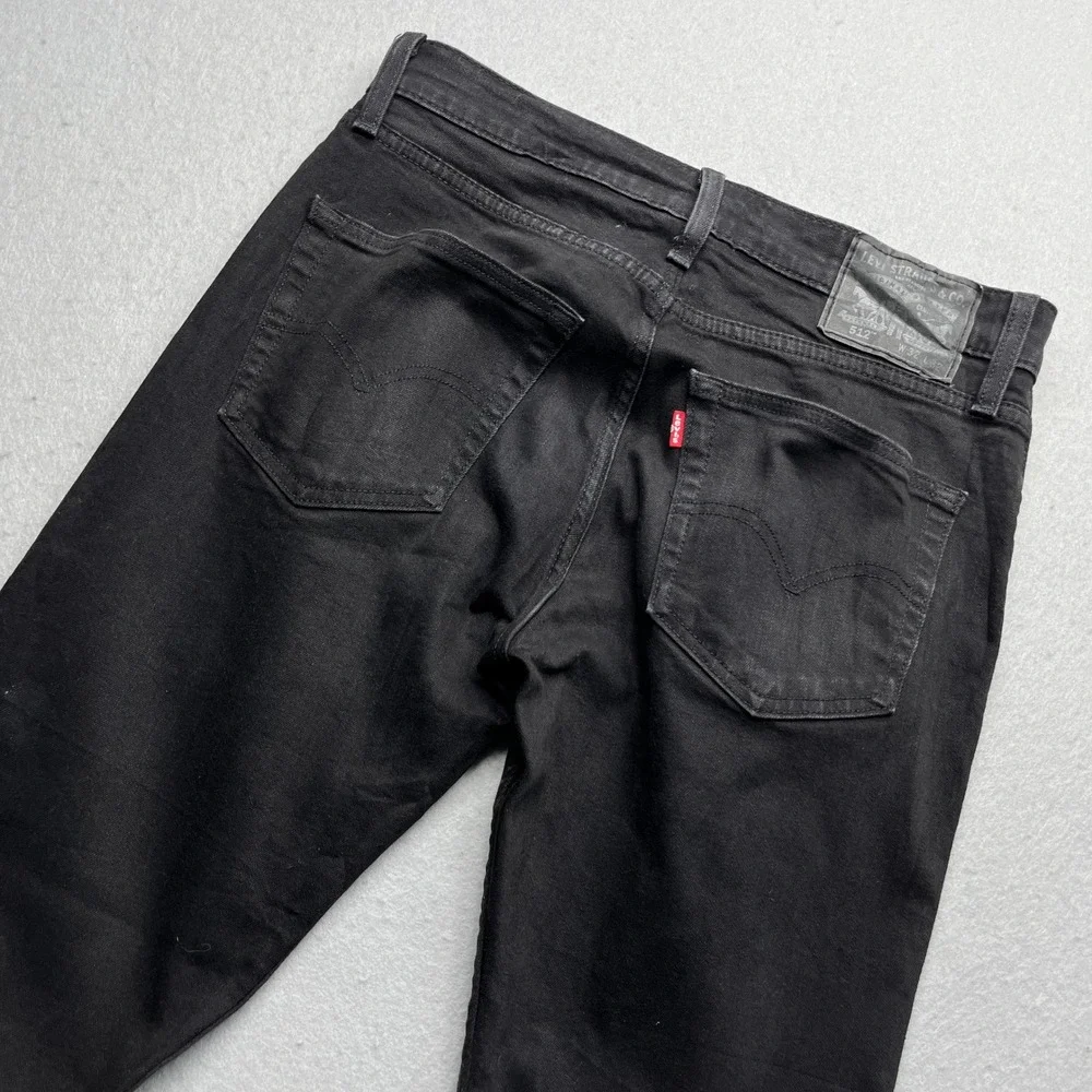 Levi's 512 Slim Taper Fit Jeans Mens 32x32 Black Denim Streetwear Modern Classic